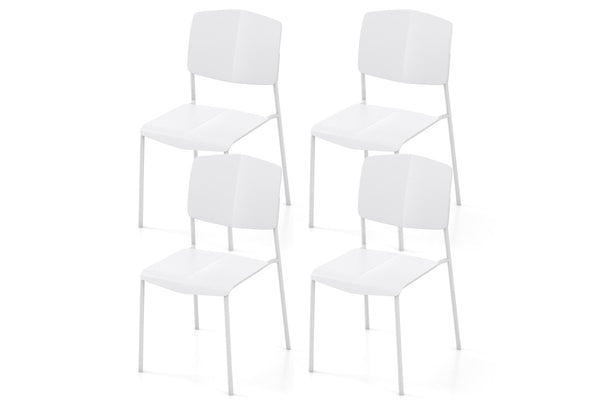 Giantex 4PCS Dining Chair Home Office Side Chairs w/Metal Legs Stackable Armless Chairs White