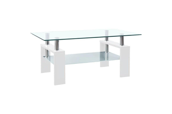 Coffee Table White And Transparent 95X55x40 Cm Tempered Glass Coffee Tables