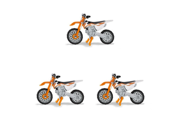3x Siku KTM SX-F 450 Orange White Motorbike Diecast Kids Child Playing Toy 3y+