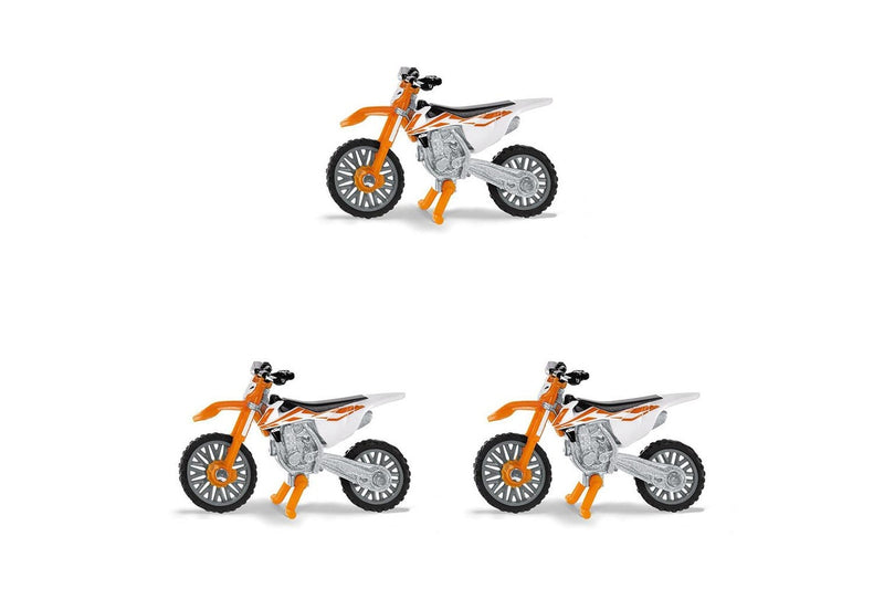 3x Siku KTM SX-F 450 Orange White Motorbike Diecast Kids Child Playing Toy 3y+