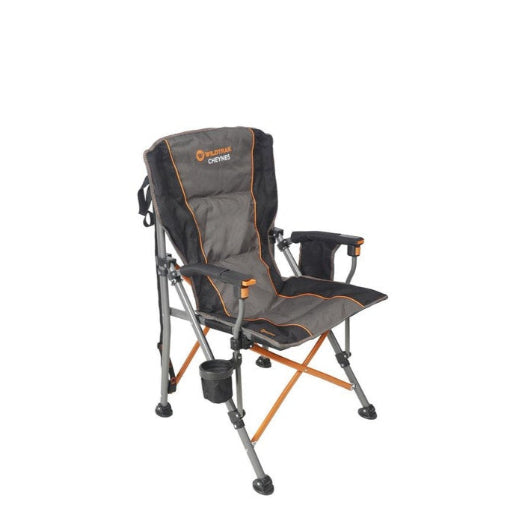 Wildtrak Cheynes Solid Arm Chair Dlx 200Kg Outdoor Camping Hiking 96x64cm
