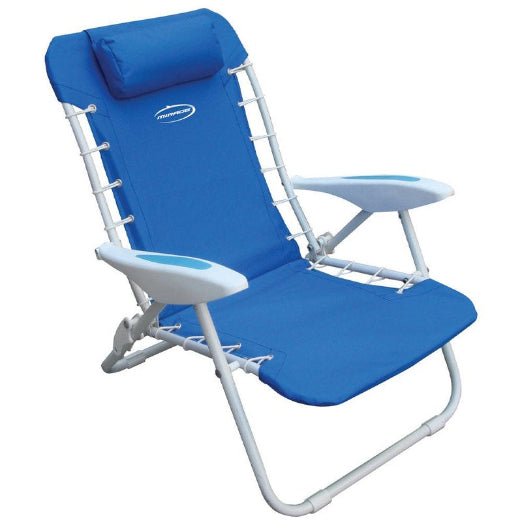 Mirage Deluxe 76cm Beach Chair Seat Outdoor Portable Camping Stool Blue White