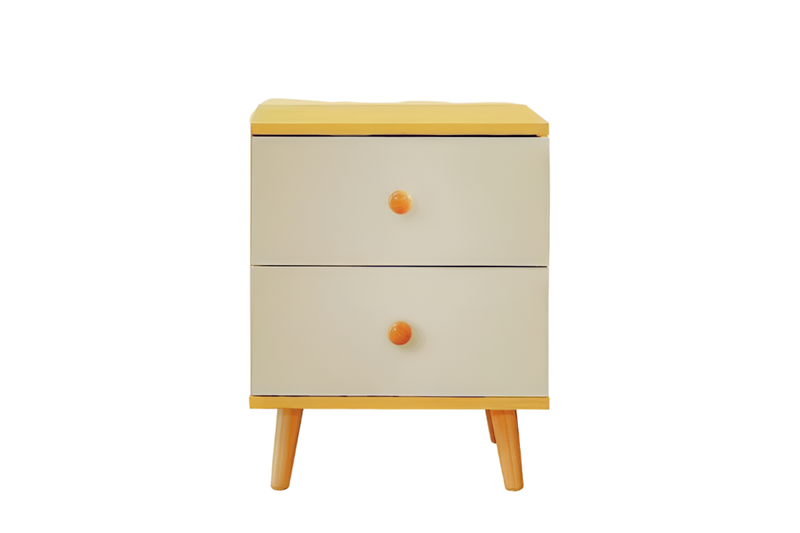 NNECN Wooden Bedside Cabinet with Two Drawers and Sturdy Legs
