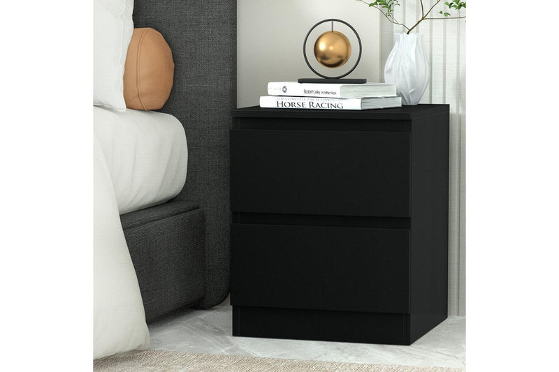 Artiss Bedside Table 2 Drawers - PEPE Black