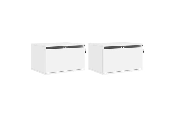 Wall-mounted Bedside Cabinets with LED Lights 2 pcs White vidaXL