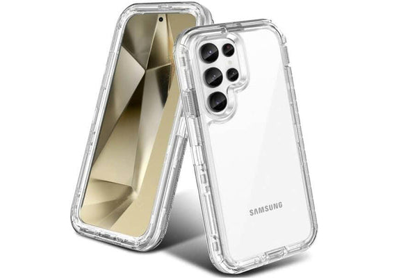 For Samsung Galaxy S24 Ultra Case Drop Resistant Defender Tradies Heavy Duty Rugged Shockproof Cover (Clear)