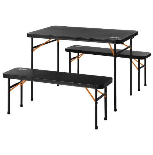 3pc Wildtrak Picnic Table Black Outdoor Camping Hiking Equipment 102cm Black