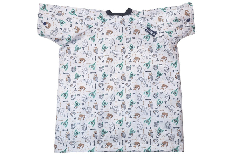 Bibado: Highchair Coverall Bib with Short Sleeves - Desert Hide and Seek