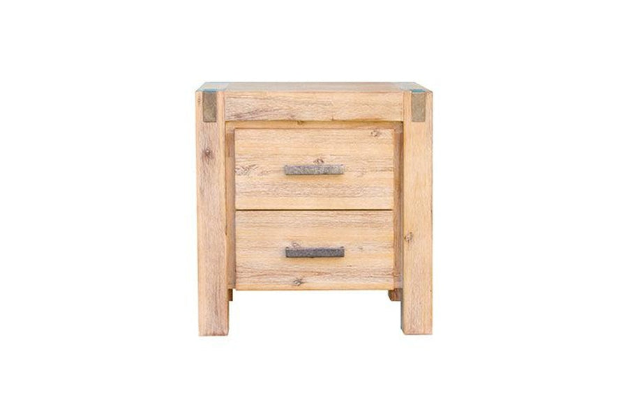 Bedside Table 2 Drawers Night Stand Solid Wood Acacia Oak Colour Bedside Tables
