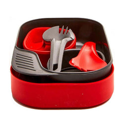 6pc Wildo Camp-A-Box Duo Light Camping Dinner Set Utensils Bowl Plate Cup Red