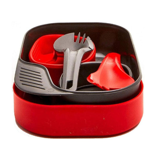 6pc Wildo Camp-A-Box Duo Light Camping Dinner Set Utensils Bowl Plate Cup Red