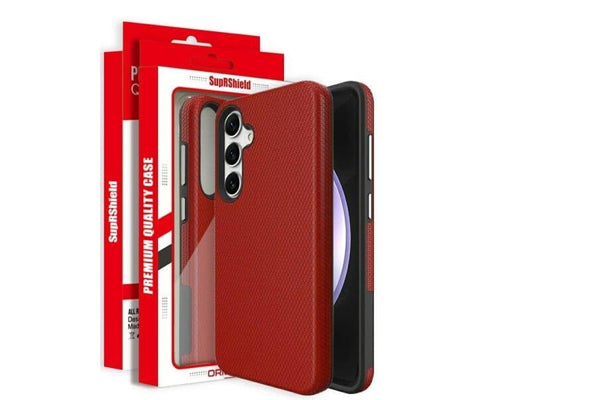 For Samsung Galaxy S25/S24 SupRShield Triangle Shockproof Case Heavy Duty Rugged Bumper Anti Knock Phone Back Cover (Red)