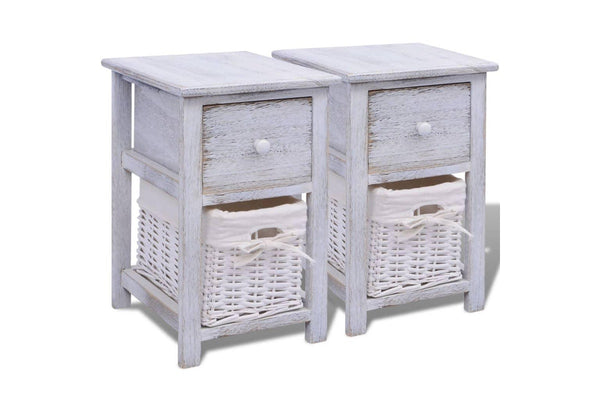 Bedside Cabinets 2 Pcs Wood White Bedside Tables