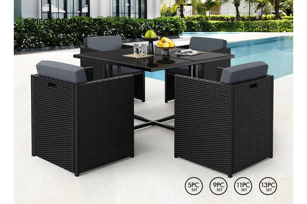 ALFORDSON Outdoor Dining Set 5 PCS Table Chairs Patio Lounge Wicker Furniture