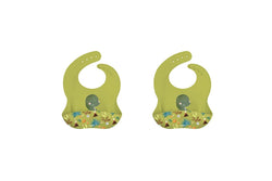 2x Sassi Silicone Bib Cracky the Dinosaur Baby Childrens Tableware Cutlery 6m+