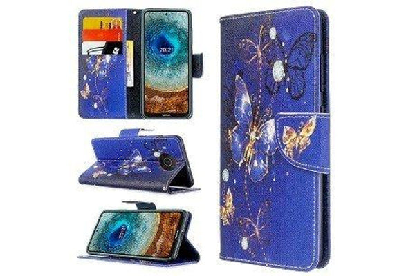For Nokia X10 Case SupRShield Wallet Card Leather Flip Magnetic Stand Phone Cover (Blue Butterfly)
