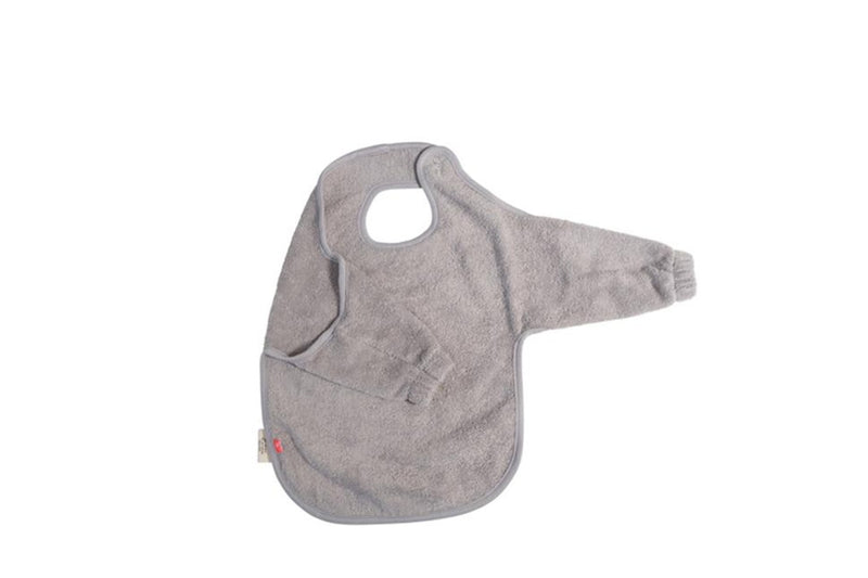 Kikadu Bath Neck Bib 72x38cm Terry Towel w Sleeves Baby Infant 6m+ Silver Grey