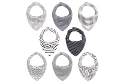 8pc The Peanutshell Cotton Bandana Feeding Baby Infant Adjustable Bib Set GRY