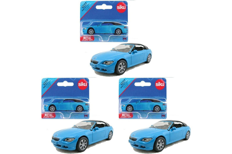 3x Siku Diecast BMW 645i Cabriolet Kids Children Fun Play Vehicle Toy Blue 3y+