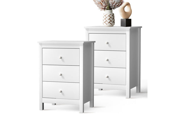 Oikiture Bedside Tables Set of 2 Nightstands White