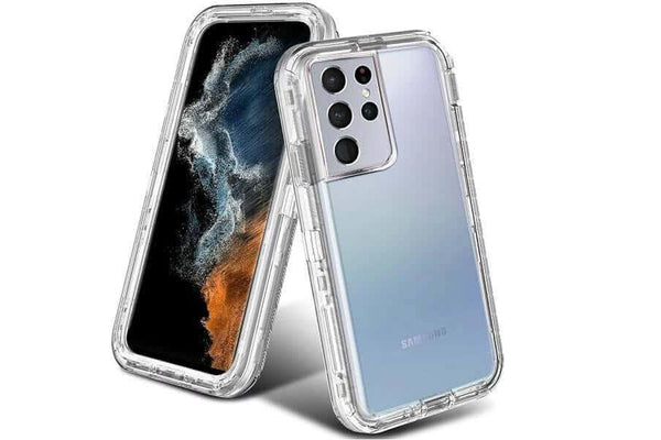 For Samsung Galaxy S22 Ultra Transparent Defender Slim Polycarbonate Case Cover (Clear)