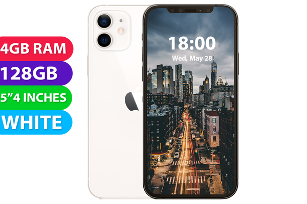 Apple iPhone 12 Mini (128GB, White, Global Ver) - Refurbished - As New