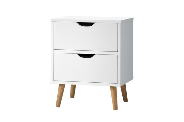 Oikiture Bedside Tables 2 Drawers Side Table White