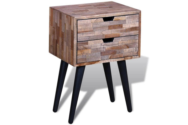 Nightstand With 2 Drawers Reclaimed Teak Wood Bedside Tables