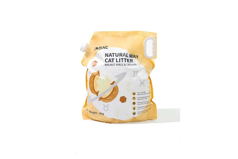 Zodiac Natural Way 6kg Walnut Shell & Cassava Cat Litter Plant-Based Flushable
