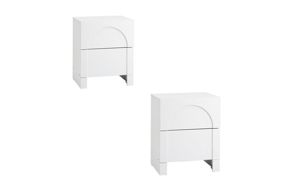 Oikiture 2X Bedside Table 2 Drawers Side Table Storage Cabinet Nightstand White