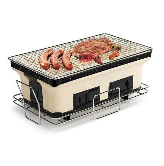 Healthy Choice 40.5cm Clay Firebox Hibachi Tabletop Dual Charcoal Grill Mini BBQ