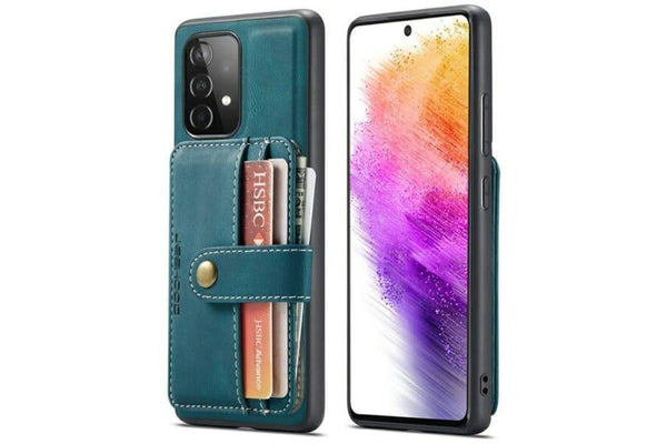 JEEHOOD For Samsung Galaxy A73 5G Wallet Leather Case with Detachable Ultra Slim RFID Blocking Back Card Holder (Teal Blue)