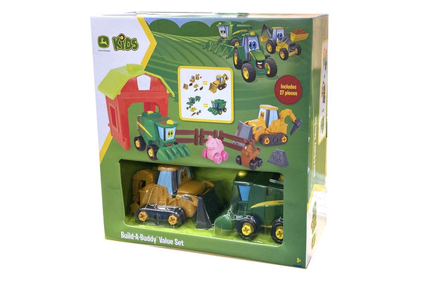 27pc John Deere Kids Build-A-Buddy 15cm Tractor Backhoe Play Toy Value Set 3+