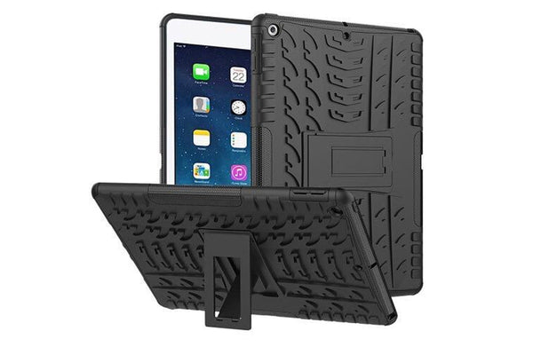 For Apple iPad Mini 1/2/3 Case, Kickstand Shockproof Heavy Duty Tough Protective Rugged Cover (Black)