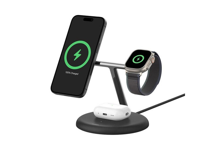 Belkin BoostCharge Pro 3-in-1 Qi2 Wireless Charging Stand 15W - Black [WIZ023AUBK]