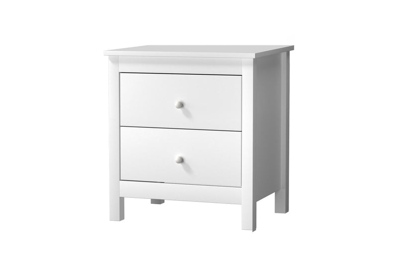 Oikiture Bedside Table Nightstand Side End Table 2 Drawers White