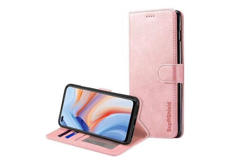 For Oppo Reno4 5G Case SupRShield Wallet Leather Flip Magnetic Stand Case Cover (Rose Gold)