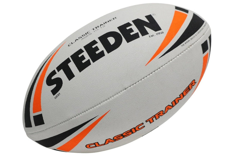 Steeden Classic Trainer Rugby League Ball - White - Mod