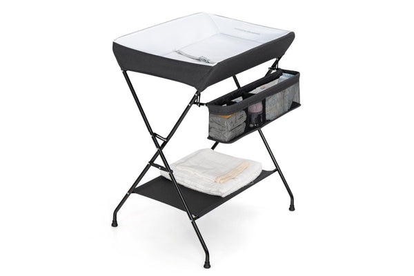 Giantex Baby Change Table Folding Nursery Organizer Diaper Changing Station Storage Basket & Shelf, Black
