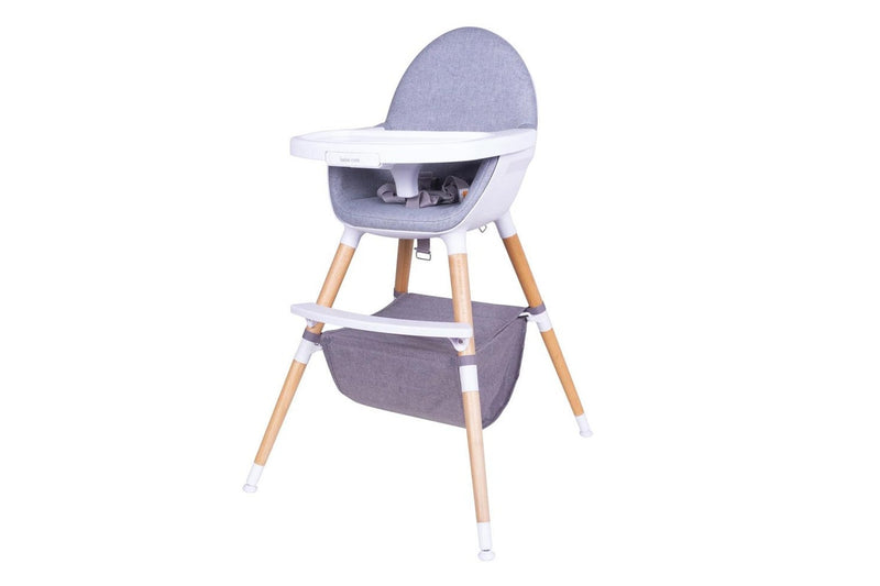 Bebe Care Zuri 6m+ Baby Toddler High Feeding Chair w Table Tray Natural WH GRY
