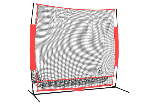 Portable Baseball Net Black and Red 215x107x216 cm Polyester vidaXL