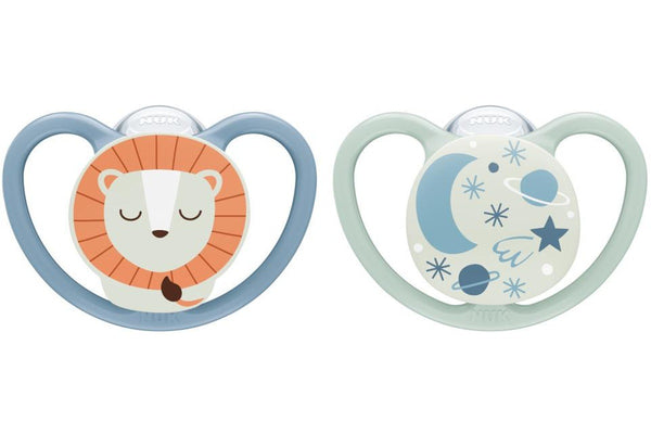 NUK: Space Night Silicone Soother - 6-18mths Blue (2 Pack)