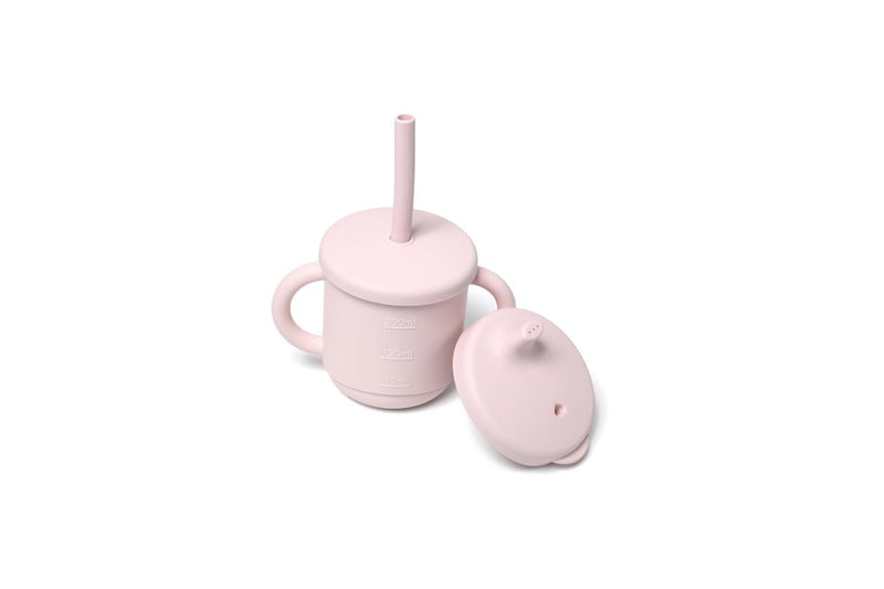 My Pure Silicone Baby Toddlers 3-in-1 Sippy Drinking Cup Set Blush 6M+