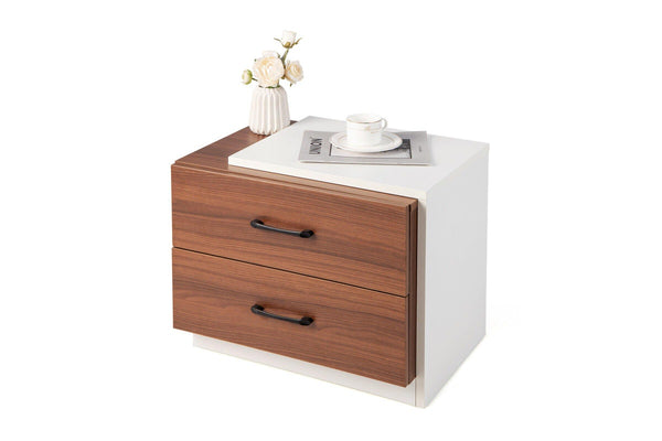 Giantex Modern Wood Nightstand Home Bedside Storage Table 2 Drawer Wooden End Table