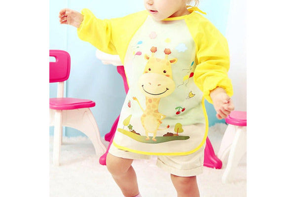 Baby Waterproof Apron Kids Long Sleeve Cute Cartoon Feeding Bib Children Feeding Clothes