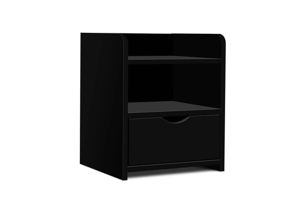 Artiss Bedside Table 1 Drawer with Shelf - FARA Black
