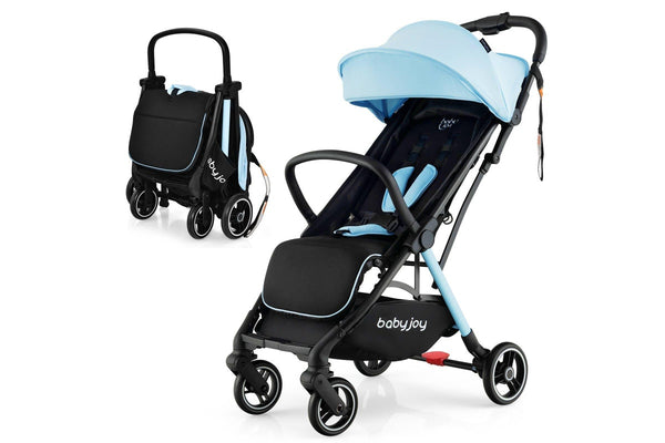 Costway Portable Stroller Prams Adjustable Pushchair w/Canopy & Storage Basket, Blue