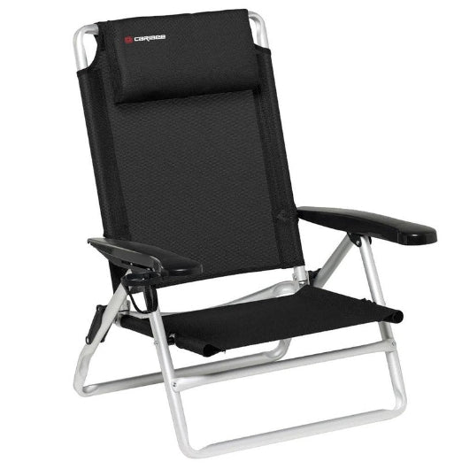 Caribee Palm Beach Foldable Extra Wide Outdoor Reclining Mesh Chair Seat Black