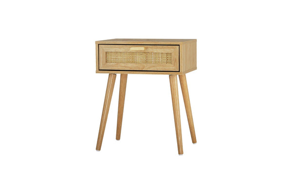 Oikiture Bedside Table Rattan Cabinet Furniture