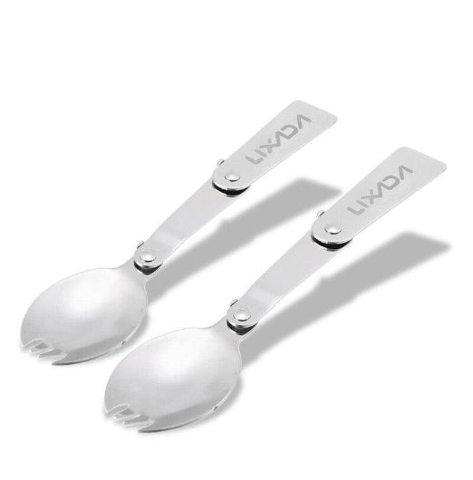 Lixada Pack Of 2 Outdoor Foldable Stainless Steel Spork Camping Picnic Tableware Camping Cooking Utensils